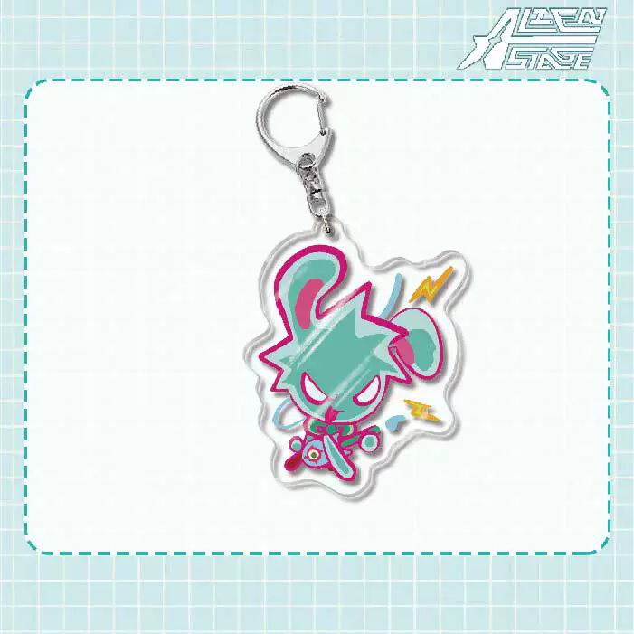 Acrylic keychain (Alien Stage) Mizi Sua, double‑sided 6 cm, metal ring & clasp