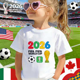 跨境热销 2026 WORLD CUP 世界杯儿童T恤 220克纯棉短袖60329-15
