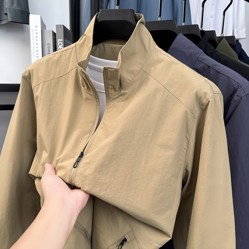 Tommy Tommy Jacket Men's Autumn and Winter New Business Casual Stand Collar Thickeneded Zipper Pure Color Top Hot Style