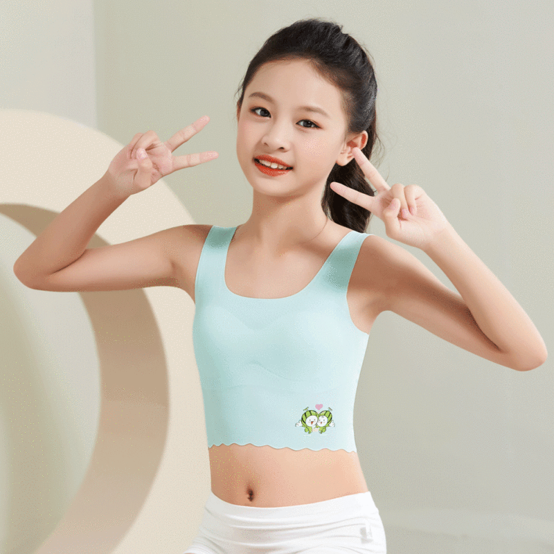 Ice Silk development underwear vest girl tube top girl Primary School student girl seamless latex pad bra