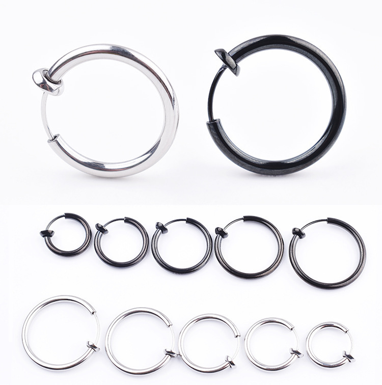 High Quality Ear Clip No Ear Holes Female Ear Stud Male Titanium Steel Fake Earrings Single Trendy Ear Ring Stainless Steel Ear Buckle