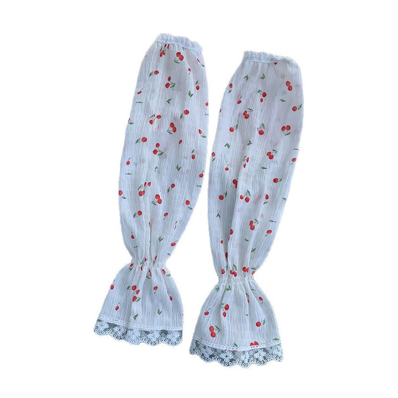 Mangas de hielo, mangas de protección solar, verano femenino, fresco, floral pequeño, encaje francés, sombreado, viaje en bicicleta, juego de máscara de manga de hielo