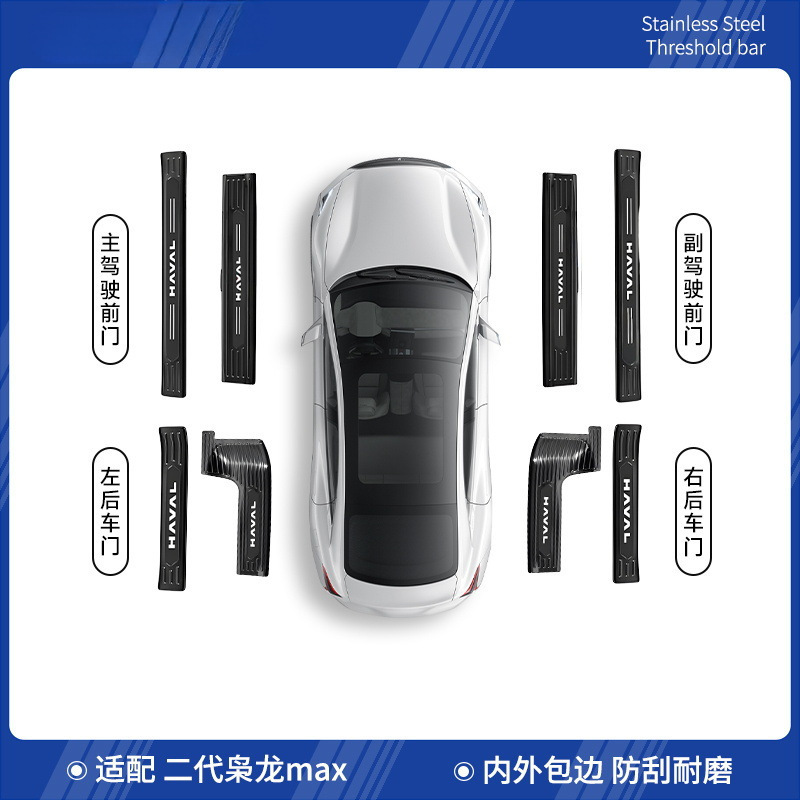 2025 ハ弗第二世代 Xiaolong MAX ステンレス鋼ドアシルストリップカー用品改造部品ウェルカムペダル Kangchi|undefined