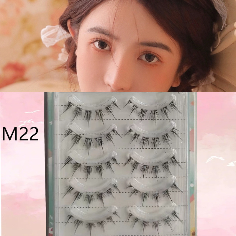 Suministro directo de fábrica transfronteriza natural larga Cruz gruesa japonés 3D afilado tallo transparente Luna doblar pestañas postizas