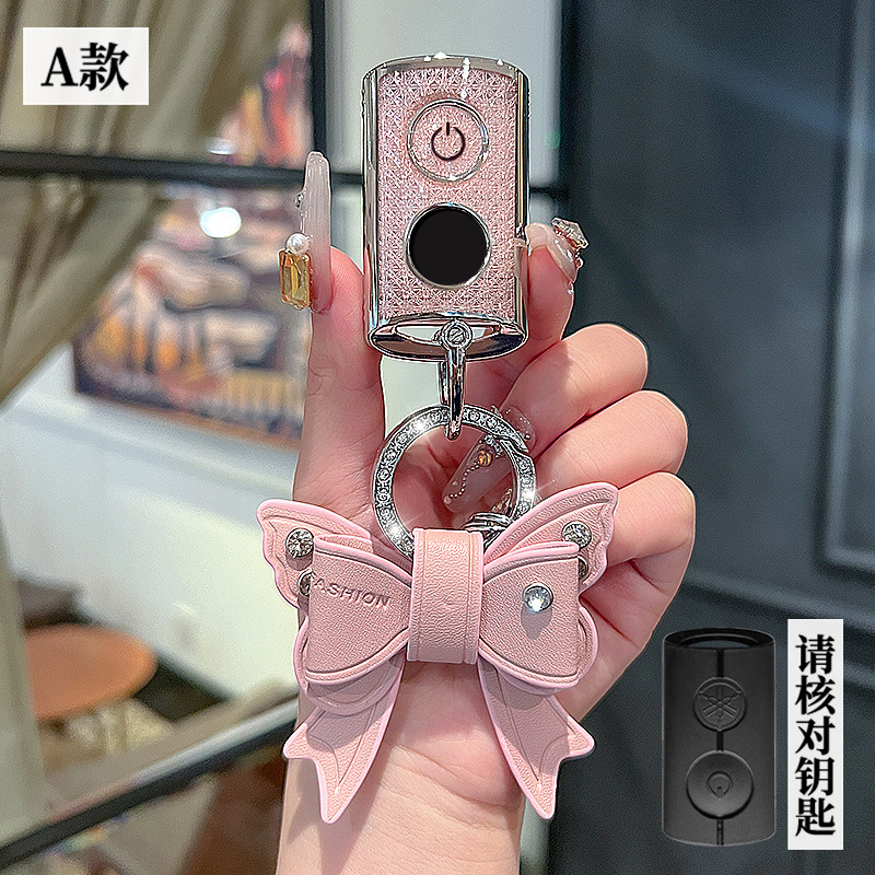 Yamaha 모델 A - 리모콘 2버튼 [크리스탈 핑크 싱글 쉘] + 보우 다이아몬드 버클