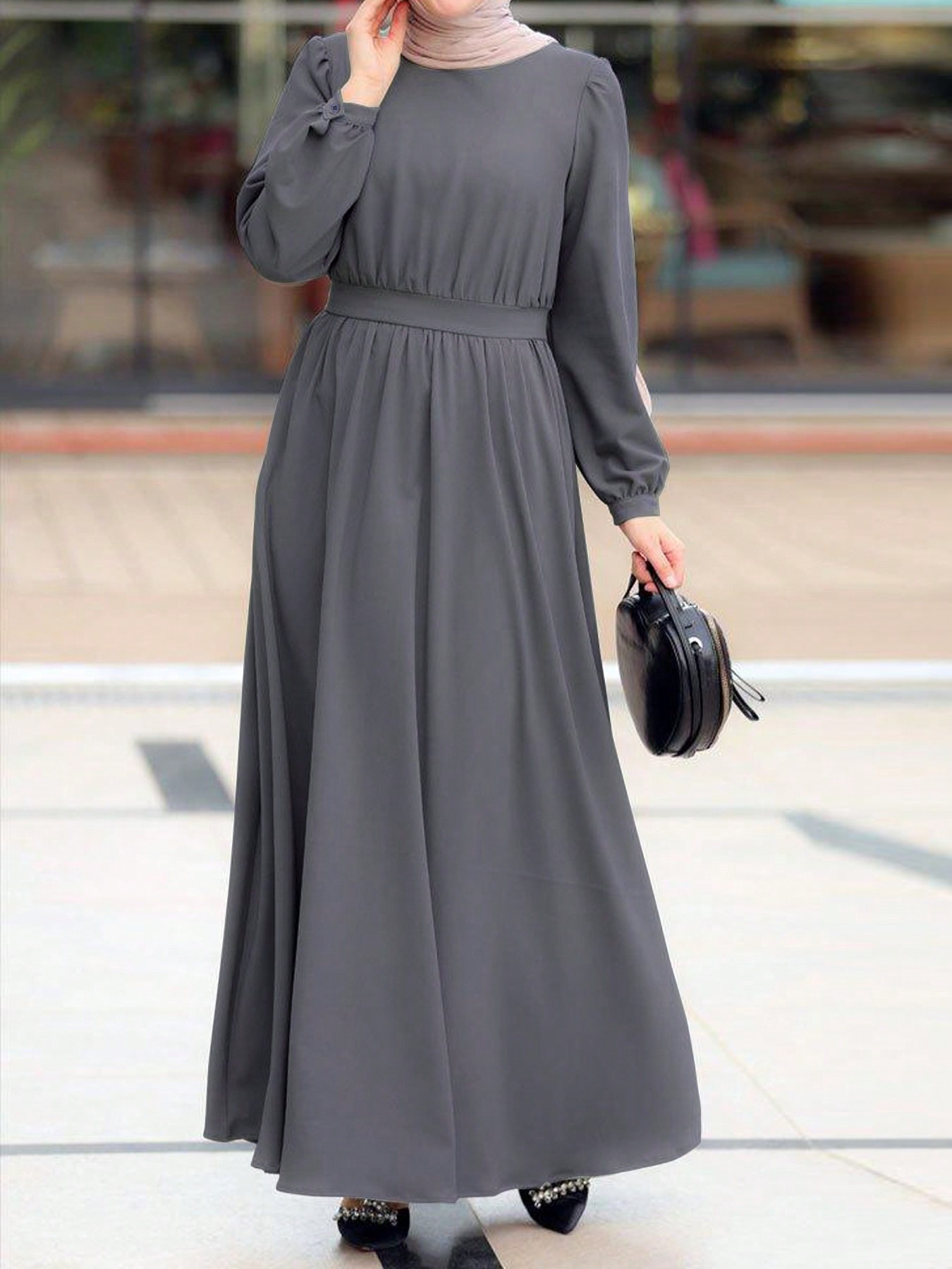 2025 New Middle Eastern Cross-Border Muslim Women's European And American Fashion Slim-Fit Long Dress Abayas Robe_ecoleips.com