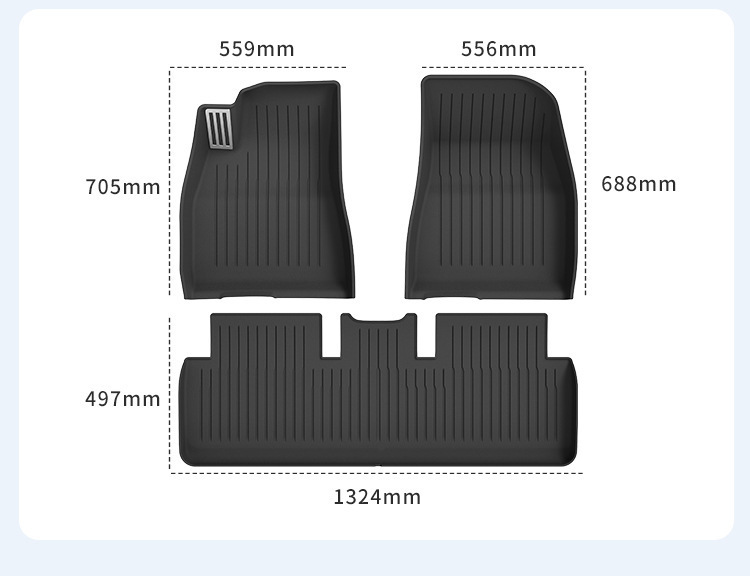 TPE Car Floor Mats for 2023 Tesla Model 3