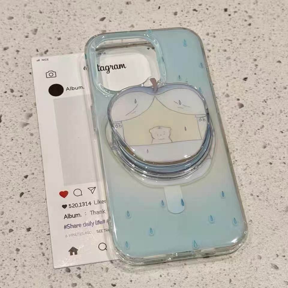 Ins lindo día lluvioso cachorro para iphone16 dibujos animados 15ProMax Apple 14/13 soporte magnético 16PM