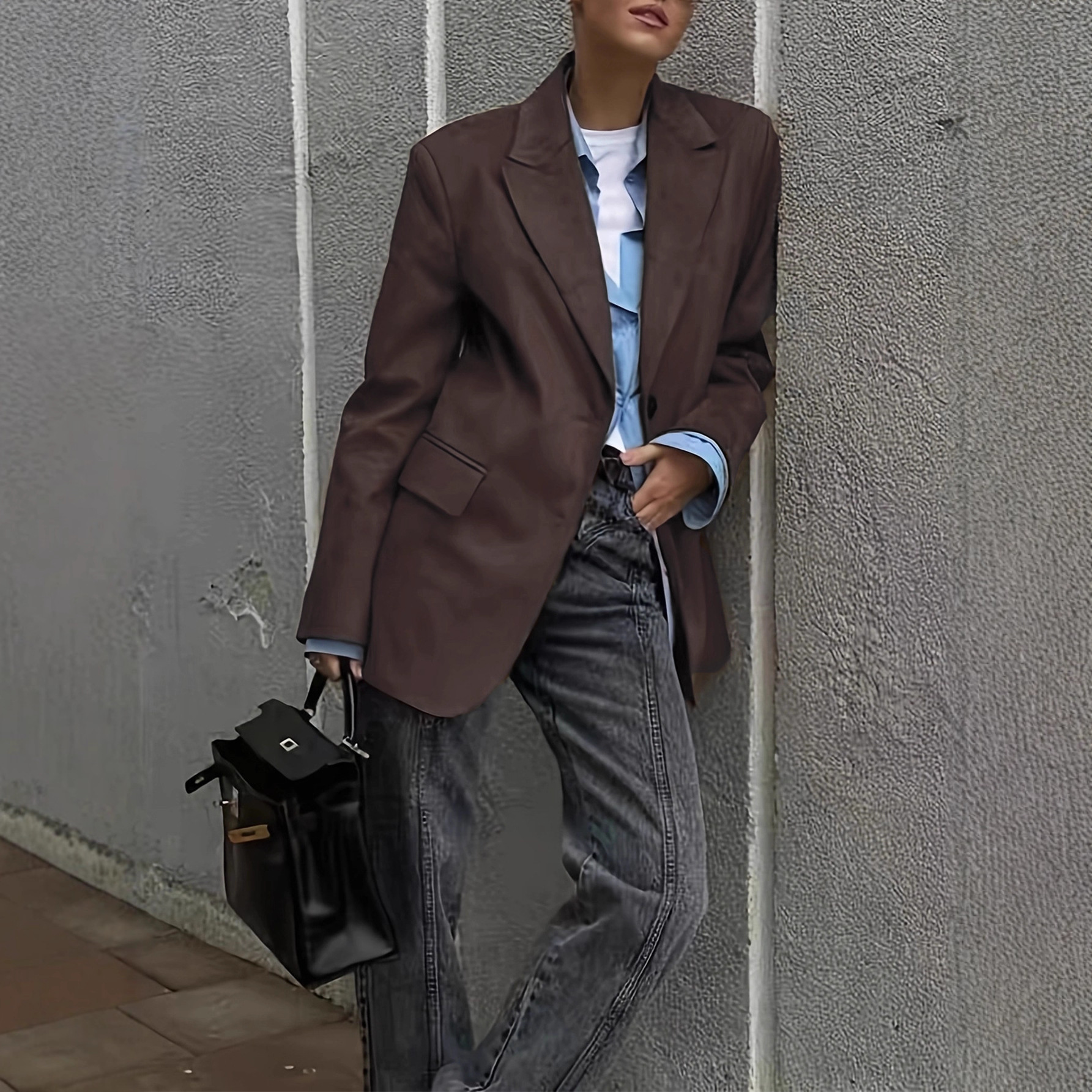 Cross-Border Autumn and Winter New Fashion Versatile Women's Solid Color Casual Suit Commuter Jacket