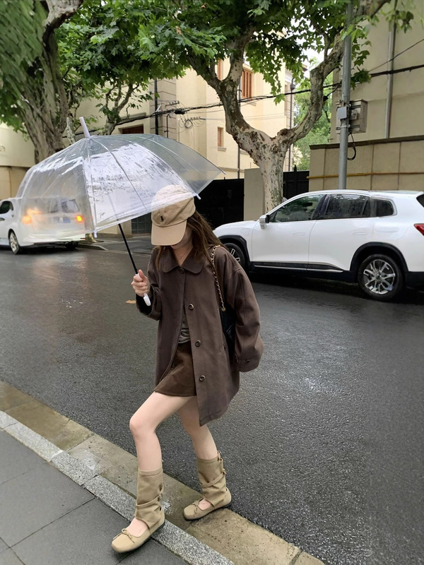 i向 诺丁山街角’质感满满韩系翻领小个子中长款风衣外套女秋季|undefined