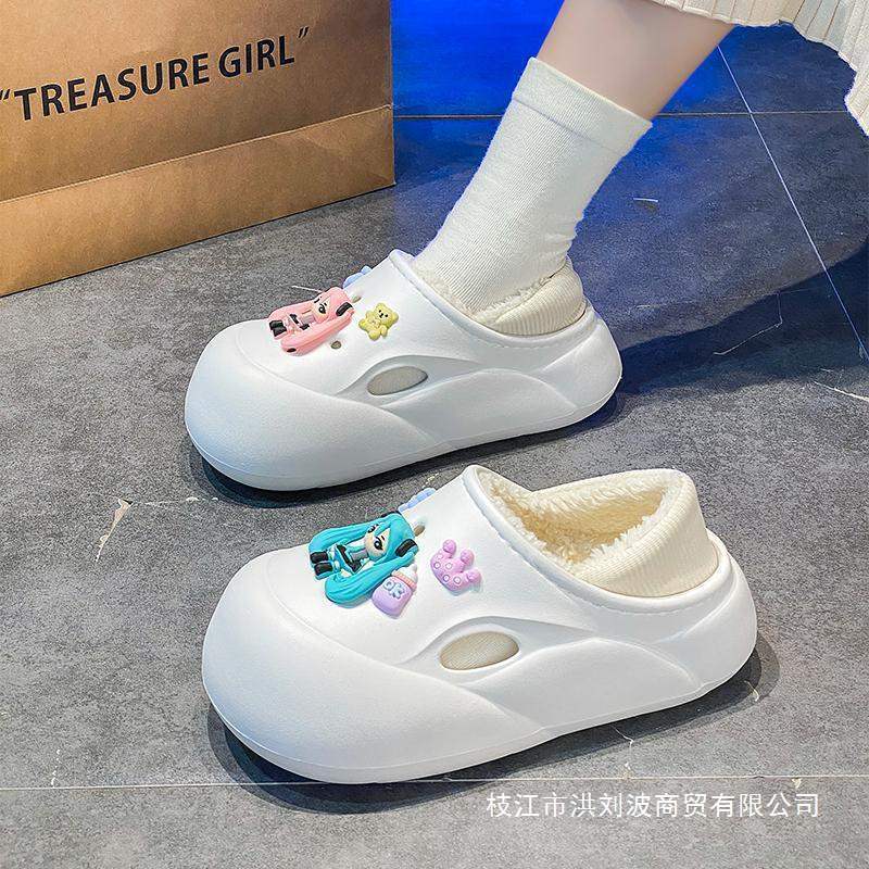 Cartoon Girl Hatsune Miku Cotton Slippers 2025 Thick-Soled Baotou Eva Four-Season Outer Wear Super Soft Cotton Shoes