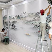 中式立体电视背景墙壁纸壁画3d影视墙纸山水风景墙画5D8D沙发墙布