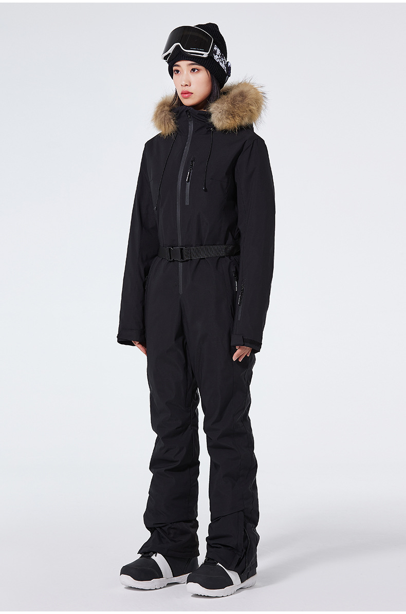 Combinaison de ski femme coupe slim – Combinaison de snowboard une pièce imperméable et coupe-vent | Vêtements de ski d'hiver à isolation thermique et poignets réglables_voghion.com