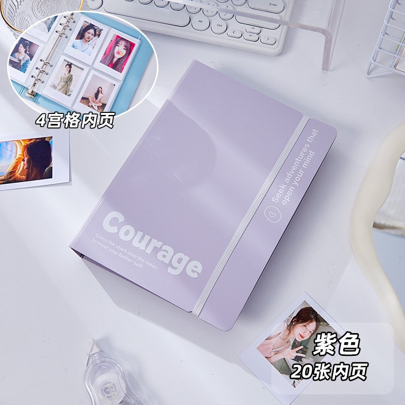 Un pequeño libro de tarjetas de espuma fresca de alto valor visual en un álbum de fotos de chicas mini volantes de 3 pulgadas.