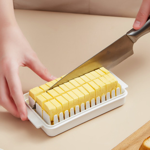 Japanese Transparent Lid Butter Cutting Compartment Storage Box Portable Refrigerator Butter Cheese Crisper Spot Wholesale