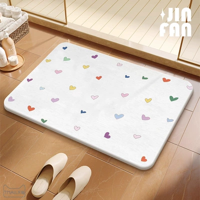 Mat Shower Room Door Absorbent | Avtomobil döşəmə paspasları - gzn-colorful-small-hearts-square-white-background-396009cm
