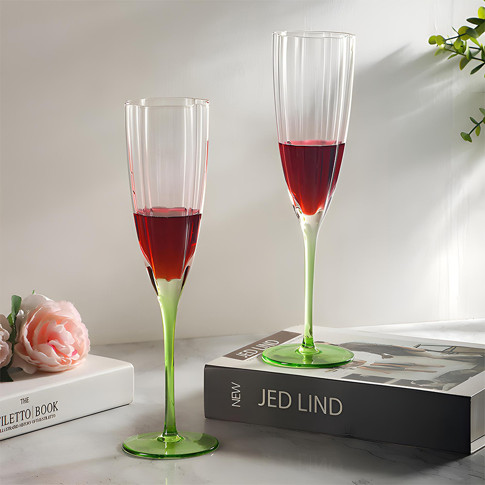 Jinbaijia cristal creativo rojo vino Copa vidrio hogar champán vidrio mediados-antigua serie gradiente flor mano regalo