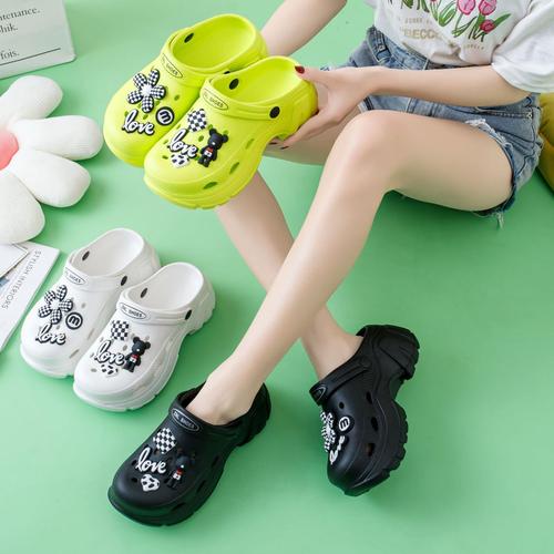 Thick-soled Crocs All-in-One Women's Four Seasons Outerwear  New Versatile Heightening Baotou-feeling Sandal Slippers