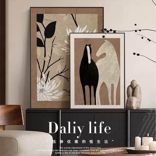 Medieval-style living room decoration painting, niche art abstract sofa background wall painting, French retro-style desk display painting