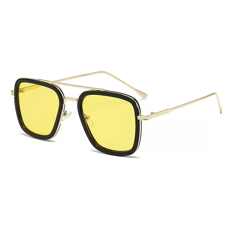 爆款双梁金属墨镜欧美时尚方框太阳镜男女同款潮流驾驶遮阳镜批发