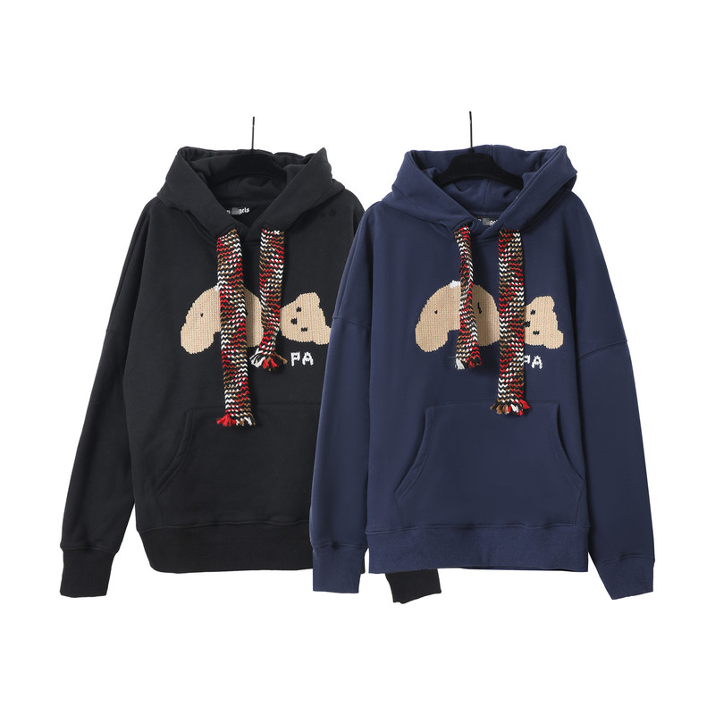 Cross-Border fashion brand Palm Angel broken bear embroidered tassel ribbon fleece-lined hooded sweater men's and women's bf hoodie coat