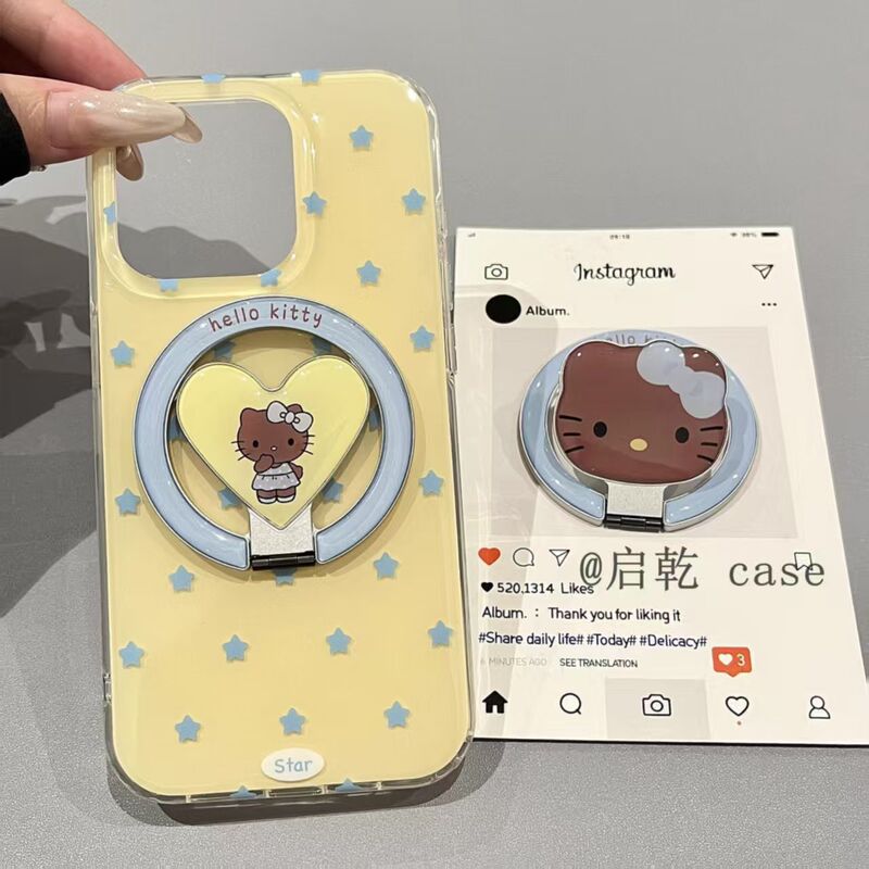 Black KT cat case suitable for Samsung s26ultra, magnetic suction, s23fe, light luxury, s24, s25, cute, anti-drop, a57 Black KT cat case suitable for Samsung s26ultra, magnetic suction, s23fe, light luxury, s24, s25, cute, anti-drop, a57