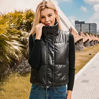 AliExpress Cross-Border 2023, осенний Новый женский хлопковый жилет в европейском и американском стиле, утолщенная теплая кожаная лебедка с вертикальным воротником, модная