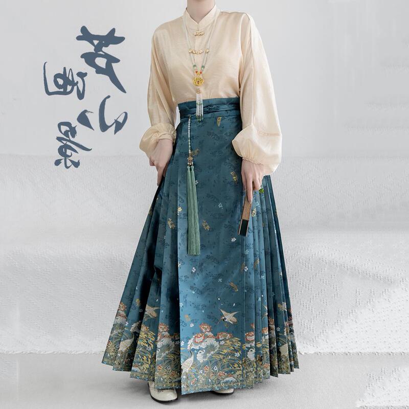 Plus size drunk yuduo [Lu Chi Xiaojing] National style Ming makeup flower woven gold vest skirt suit Hanfu female 2023 New