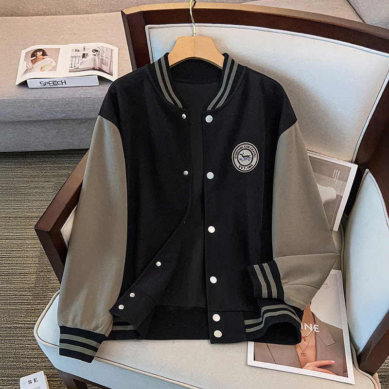 Vintage Color-Block Baseball Jacket for Women 2025 Autumn New Versatile College Style Loose Slimming Jacket Top