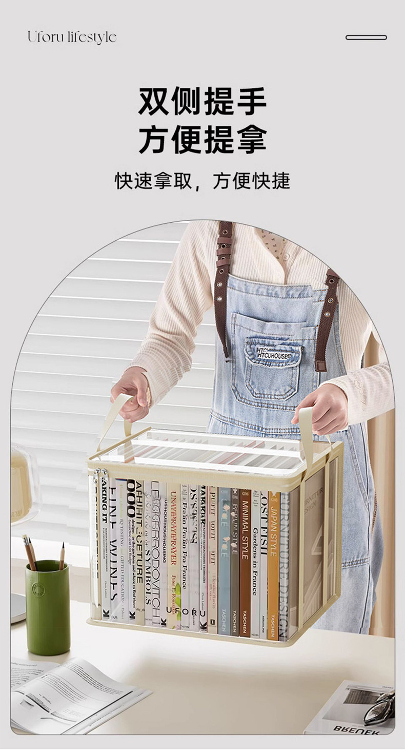 Large Capacity Transparent Book Storage Box Foldable Bookshelf Book Organizer Textbook Storage Bag Stationery Portable Book Bag