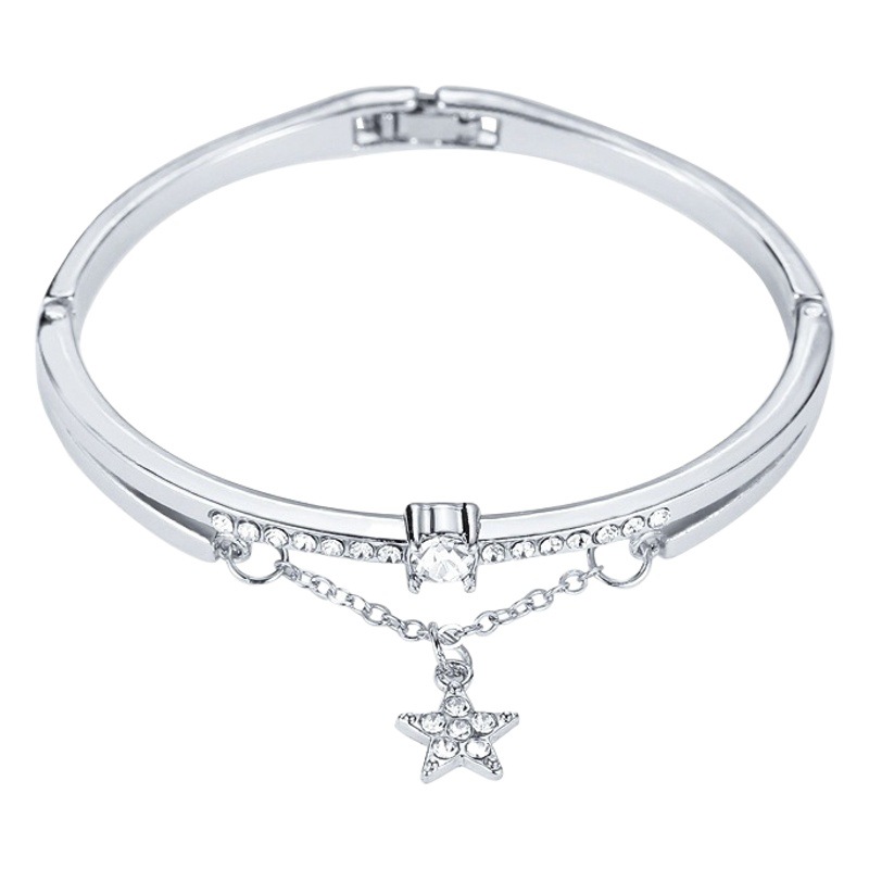 INS Internet celebridad estilo coreano transfronterizo estrella de cinco puntas diamante metal simple pulsera de mujer de todo fósforo pulsera de estudiante artístico