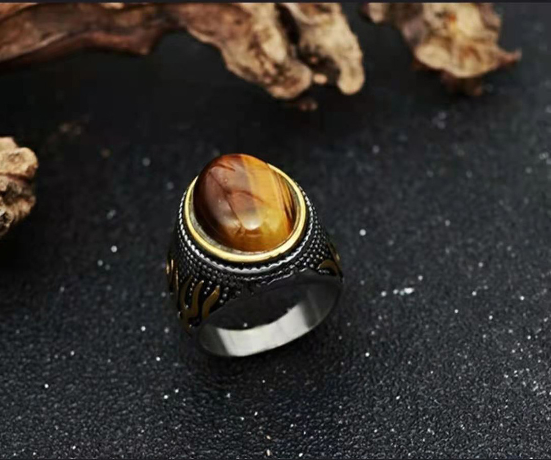 Retro Geometric Alloy Artificial Gemstones Men's Rings display picture 3