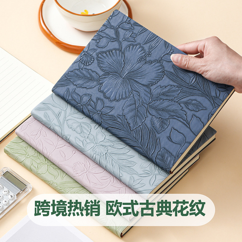 跨境热销笔记本压纹立体复古浮雕记事本小清新学生现货仿皮日记本|undefined