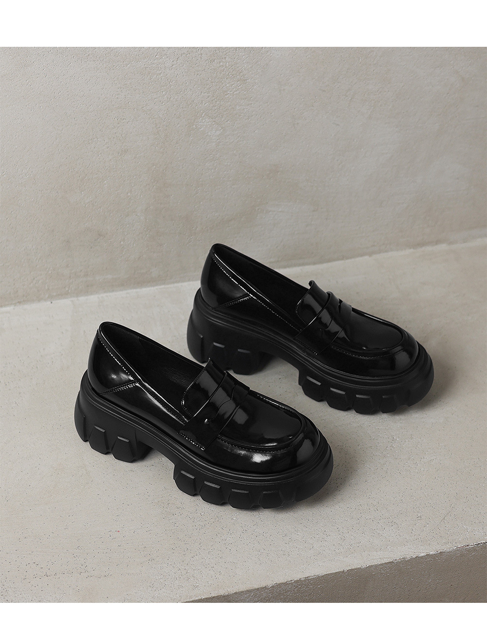 Giày loafer nữ đế xuồng cao gót phong cách Anh quốc cổ điển — đen chi tiết 14