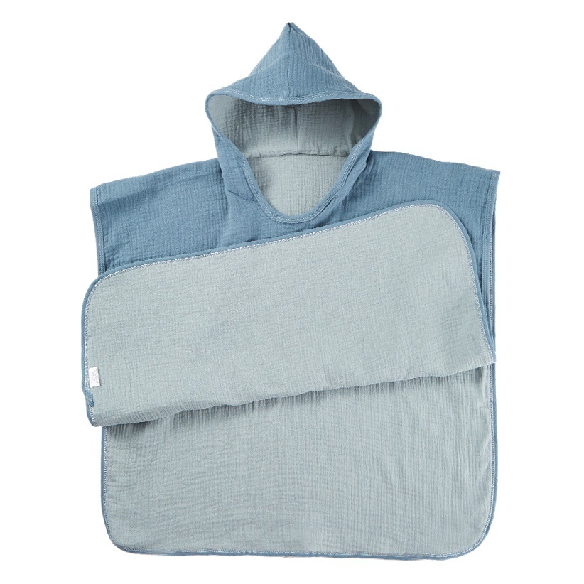 Cotton Gauze Hooded Cape Bath Towel Swimming Absorbent Hooded Bathrobe Children's Beach Towel Children's Four-Season Wear Cross-Border