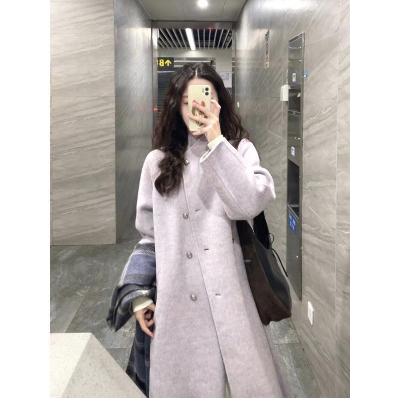 反季特惠呢子大衣女中长款2025新款温柔紫秋冬毛呢外套高级小个子|undefined