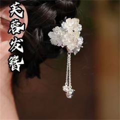 新中式国风芙蓉花发簪时尚百搭盘发流苏汉服簪子小众设计感发饰