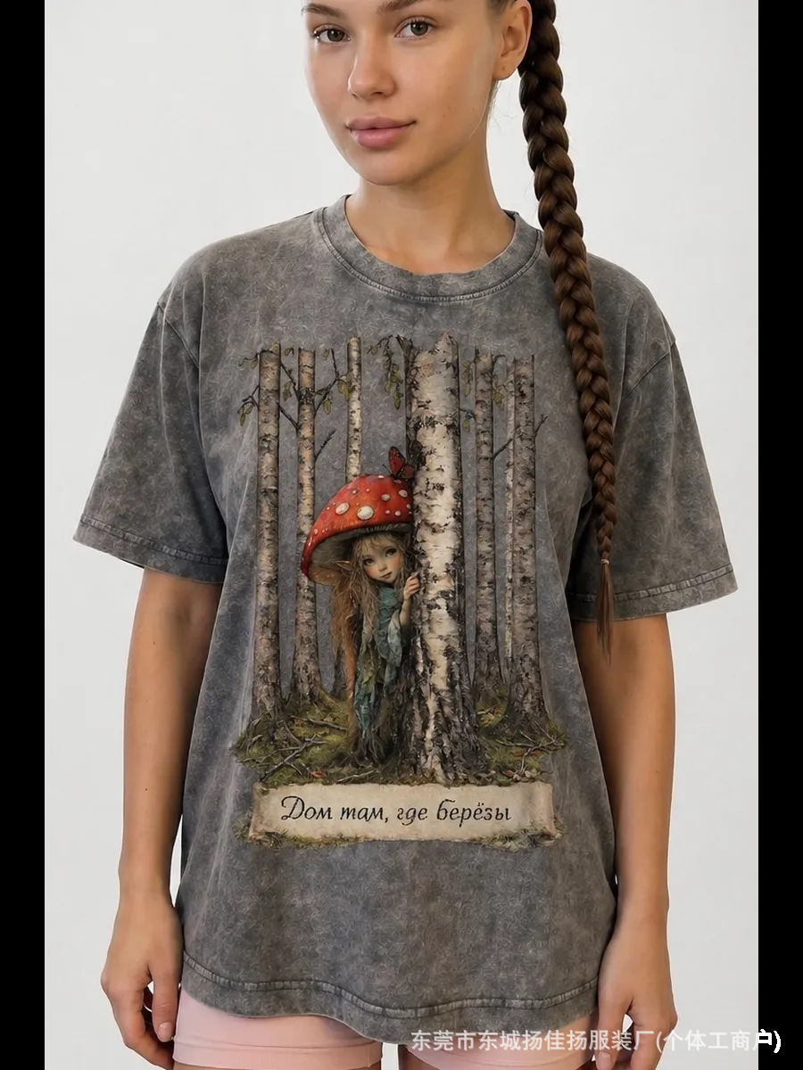 cotton retro short sleeve T-shirt