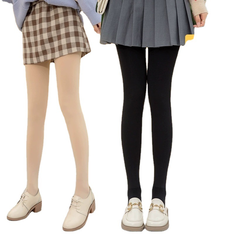 Piernas desnudas, artefacto natural, color de carne femenina más leggings engrosados de terciopelo, calcetines de fondo de otoño e invierno, pantimedias cálidas de gran tamaño