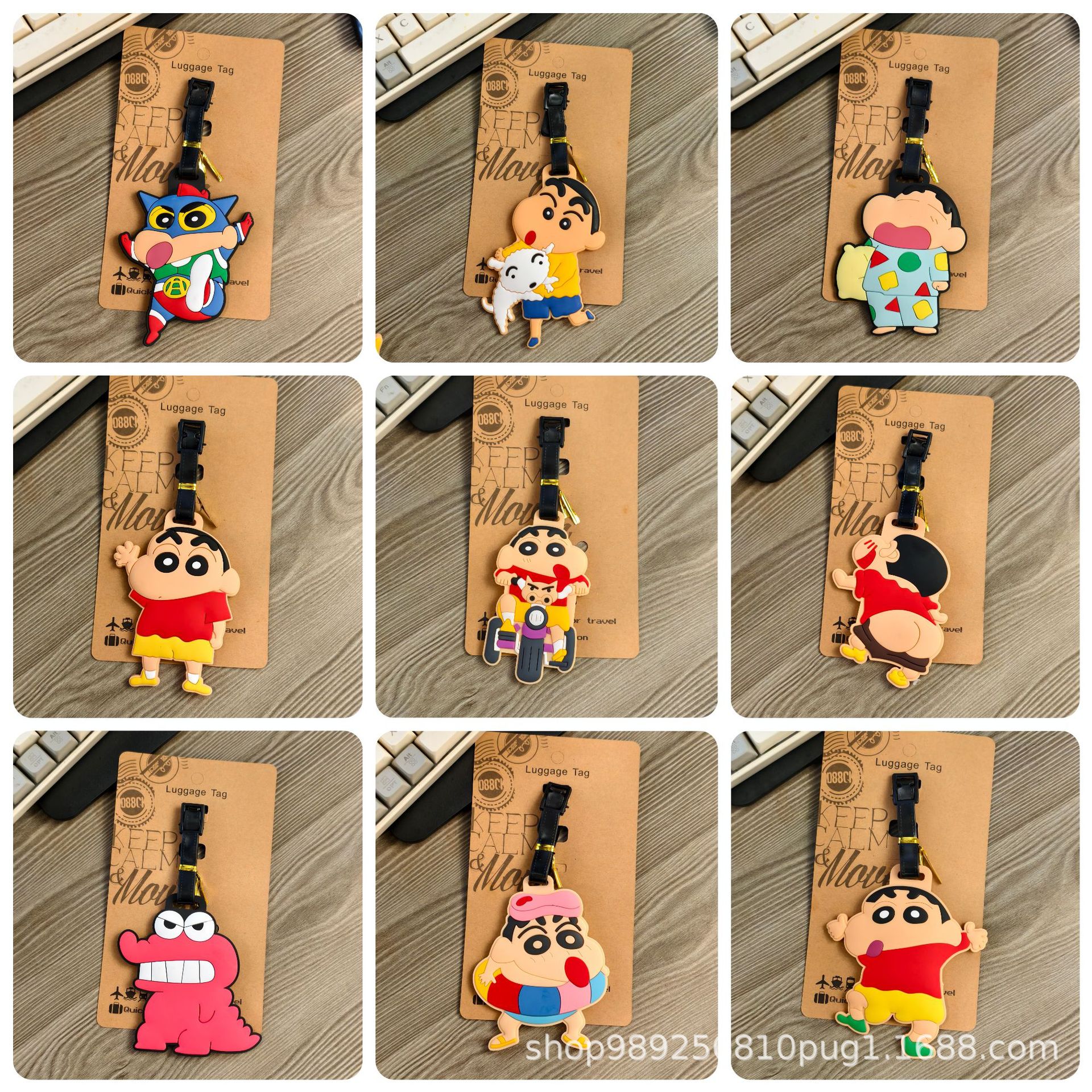 Cartoon Cute Luggage Tag Crayon Shin-Chan Superman Monster Travel Checked Luggage Fun Identification Pvc Tag DIY