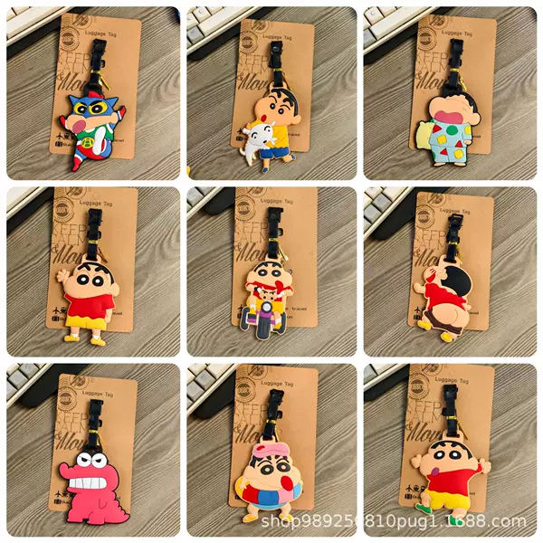 Cartoon Cute Luggage Tag Crayon Shin-Chan Superman Monster Travel Checked Luggage Fun Identification Pvc Tag DIY