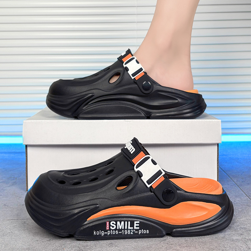 Zapatos con agujeros, sandalias de plataforma de verano para hombres, nuevo estilo, uso exterior, antideslizante, aumento de la sensación deportiva de pisar la mierda, sandalias de playa para parejas
