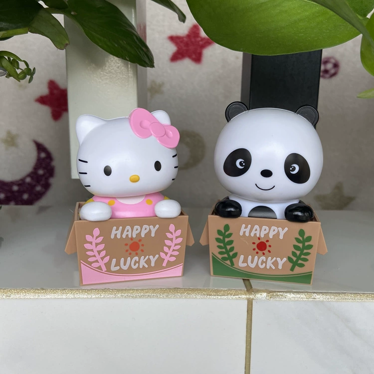 Украшение автомобиля картонная коробка панда солнечный автомобиль качает головой кивком куклы центральная консоль украшения автомобильные принадлежности