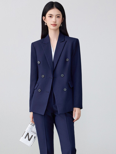 Women's Spring New Business Suit Blue Suit Set Professional Formal Suit University Graduation Interview Manager Workwear Trousers