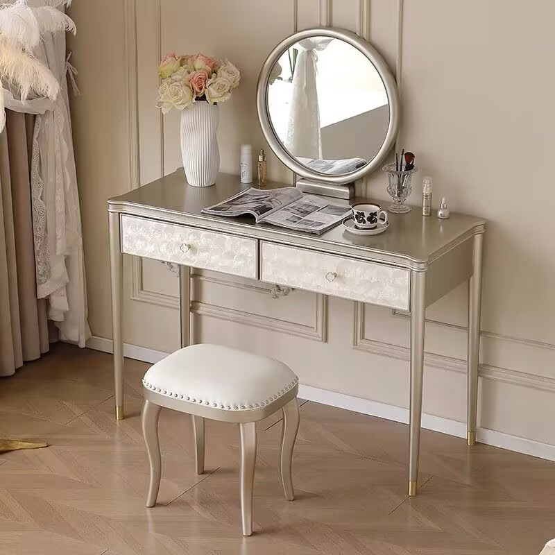 샴페인 골드 + 쉘 화장대 길이 120*너비 46*높이 78cm