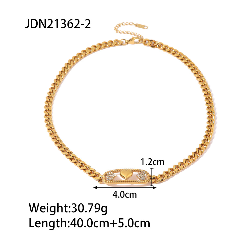 Fashion Moon Heart Shape Stainless Steel Plating Inlay Artificial Diamond Bracelets Necklace 1 Piece