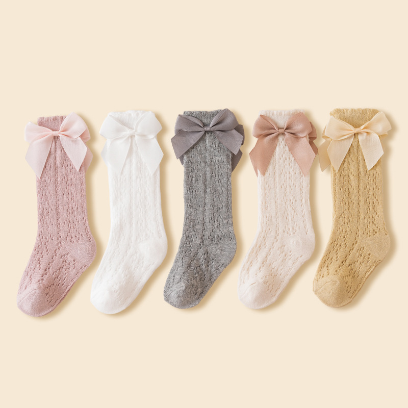 Baby Socks, Summer Thin Style, Class a Mesh Breathable Calf Socks, Girls' Bow-Knot Style Anti-Mosquito Socks, Baby Long Socks
