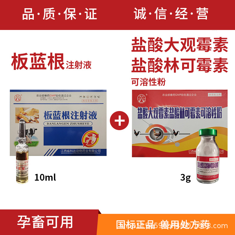 盐酸大观霉素盐酸林可霉素可溶性粉兽药兽用头孢粉针水针退烧组合