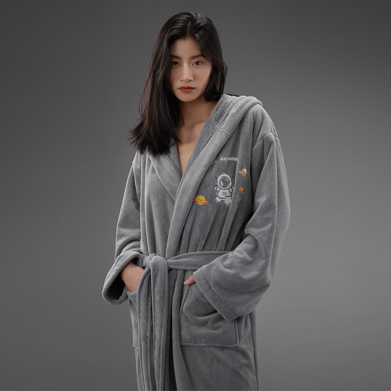 (2개) 산호 양털 후드 목욕 가운 도매 부드럽고 편안한 잠옷 홈 옷 목욕 타월 호텔 홈 목욕 타월 호텔 홈 목욕 타월 세대 헤어