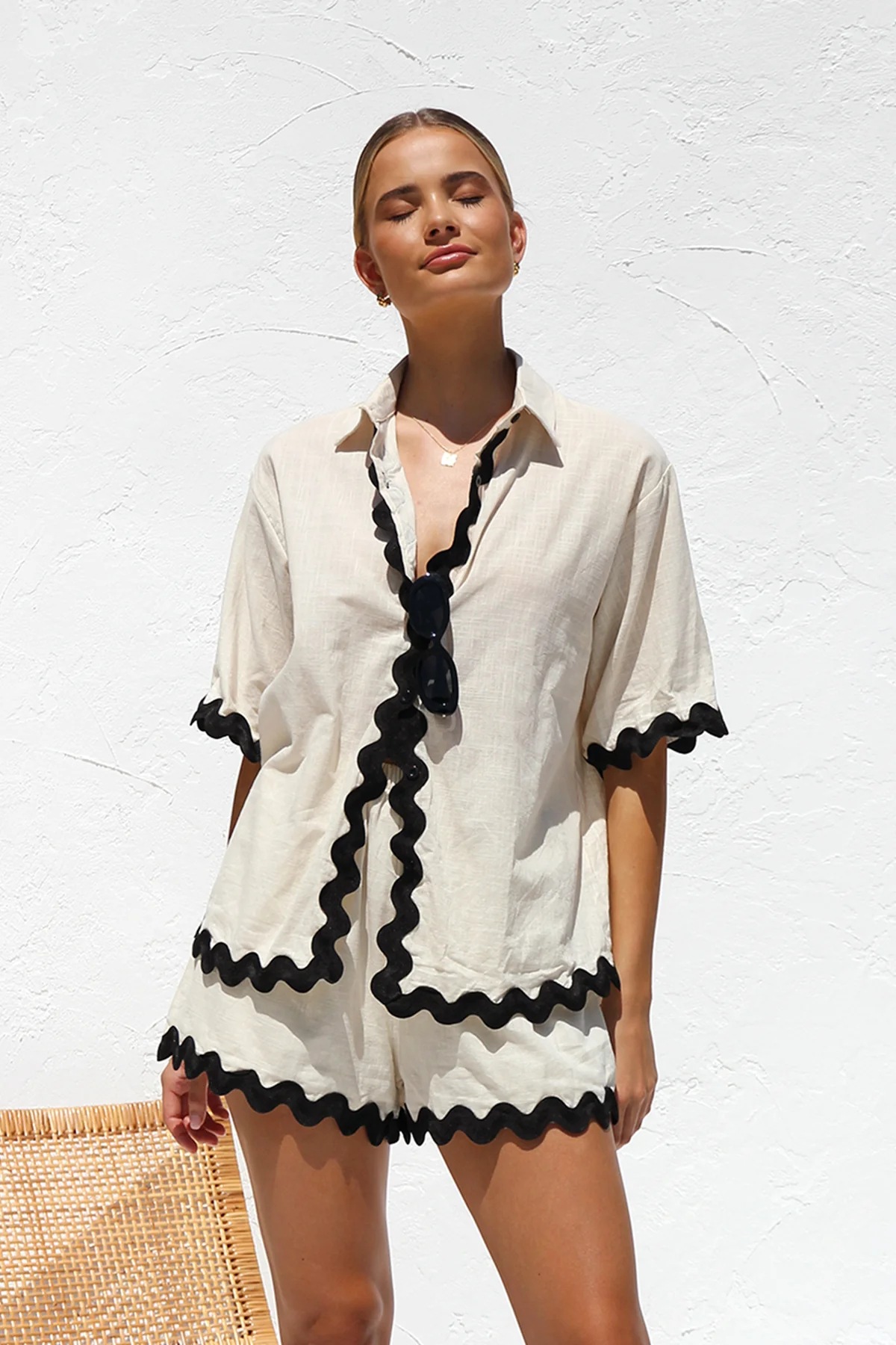 364g Weight Short Sleeve Sleeve Length Spandex, Polyester Fabric Type Shorts Co-ord Set Sets Type 2 Pieces Set Quantity Daily Occasion Turndown Neckline Regular Fit Fit Type Solid Color Pattern Summer, Spring Season Women's Gender Button Design Casual, Simple Style Style Daily Women's Casual Simple Style Solid Color Spandex Polyester Button Shorts Co-ord Set Shorts Sets 8